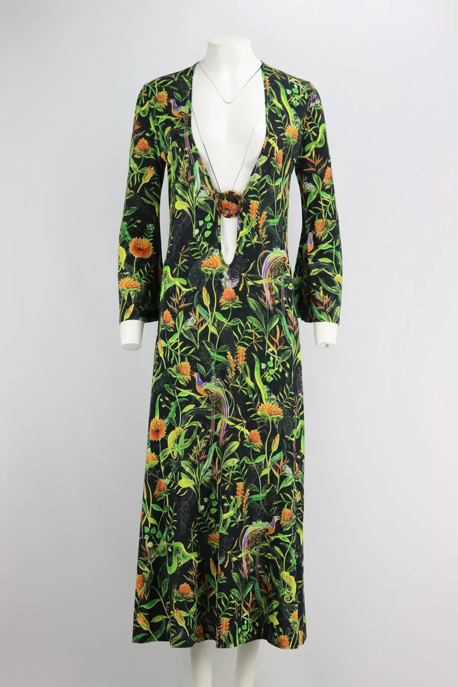 DODO BAR OR CUTOUT PRINTED SATIN JERSEY MIDI DRESS MEDIUM - Image 2