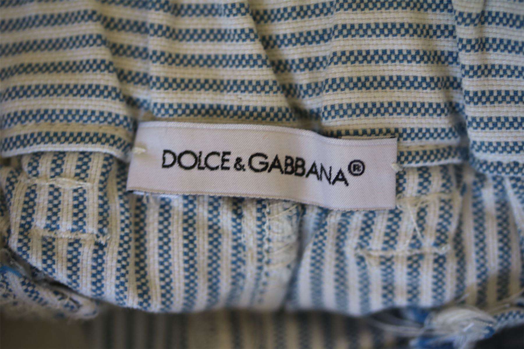 DOLCE AND GABBANA BABY BOYS WHITE AND BLUE STRIPED SHORTS 3-6 MONTHS - Image 3