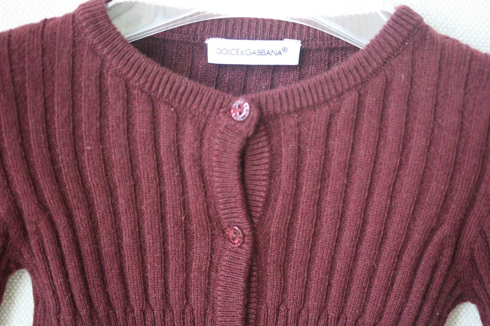 DOLCE AND GABBANA BABY BURGUNDY CASHMERE CARDIGAN 12-18 MONTHS - Image 6