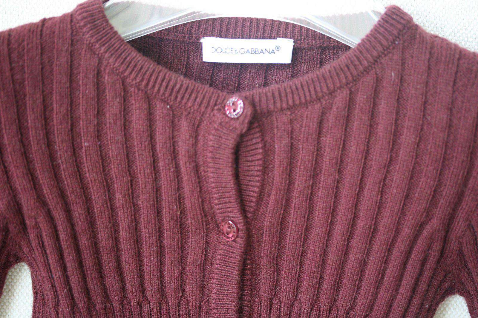 DOLCE AND GABBANA BABY BURGUNDY RIBBED CASHMERE CARDIGAN 18-24 MONTHS - Image 4