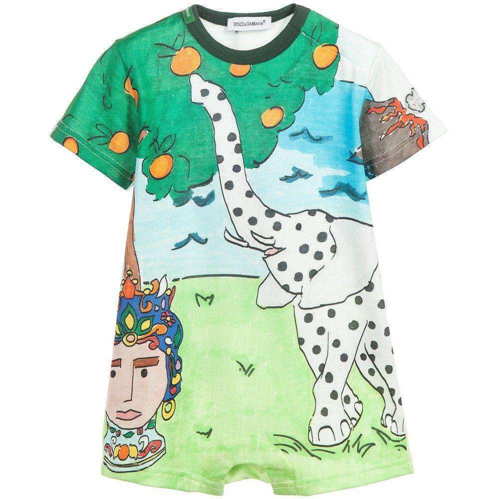 DOLCE AND GABBANA BABY ELEPHANT BEACH PRINT SHORTIE 9-12 MONTHS - Image 6