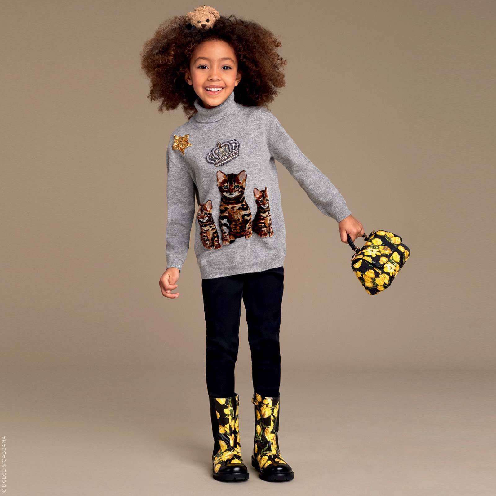 DOLCE AND GABBANA BABY GIRLS ZAMBIA CAT WOOL SWEATER 3 YEARS - Image 3
