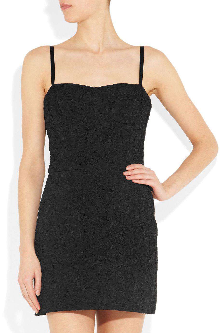 DOLCE AND GABBANA BLACK JACQUARD MINI DRESS IT 40 UK 8