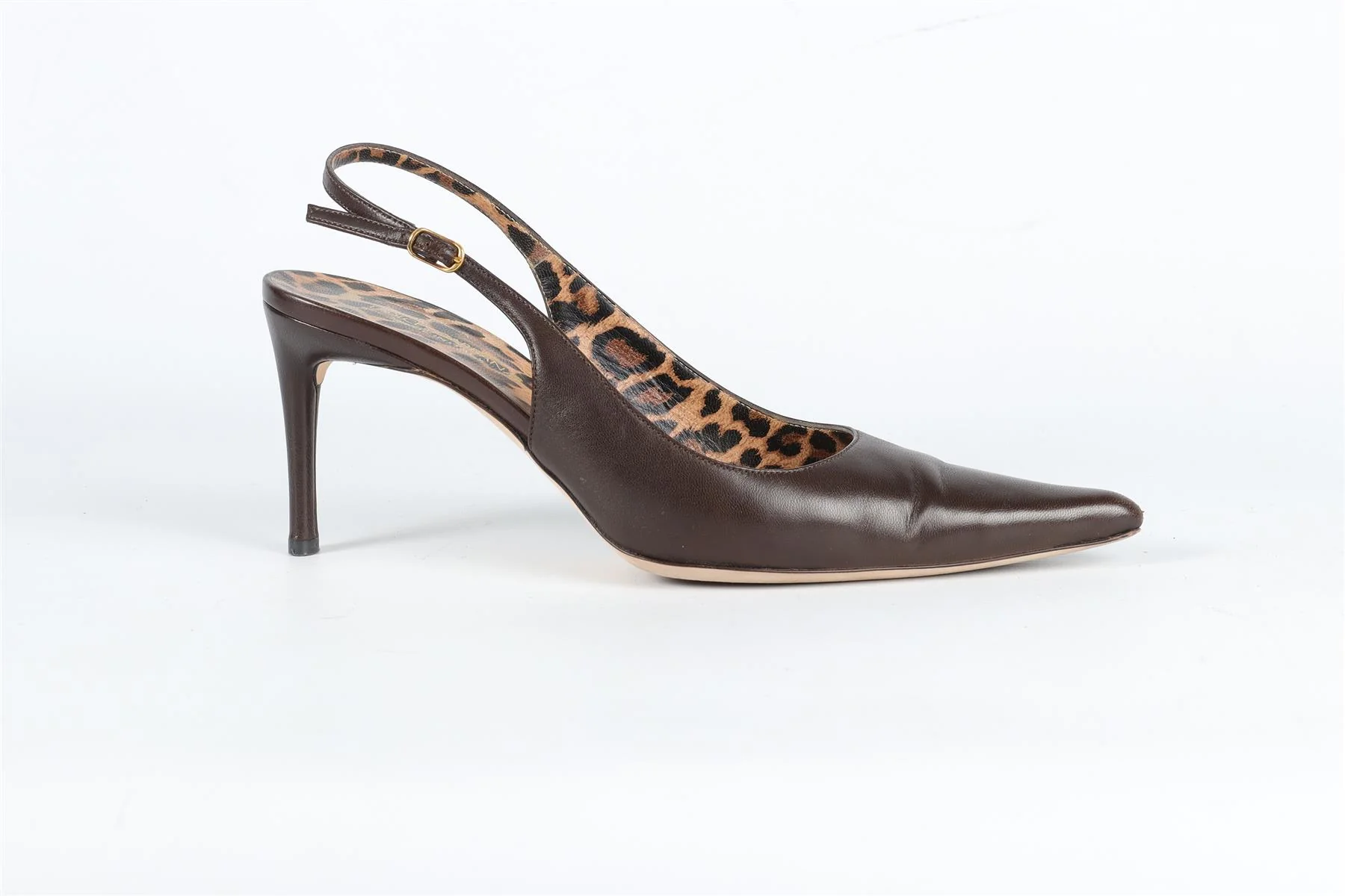 DOLCE AND GABBANA BROWN LEATHER SLINGBACK PUMPS EU 39 UK 6 US 9 - Image 2