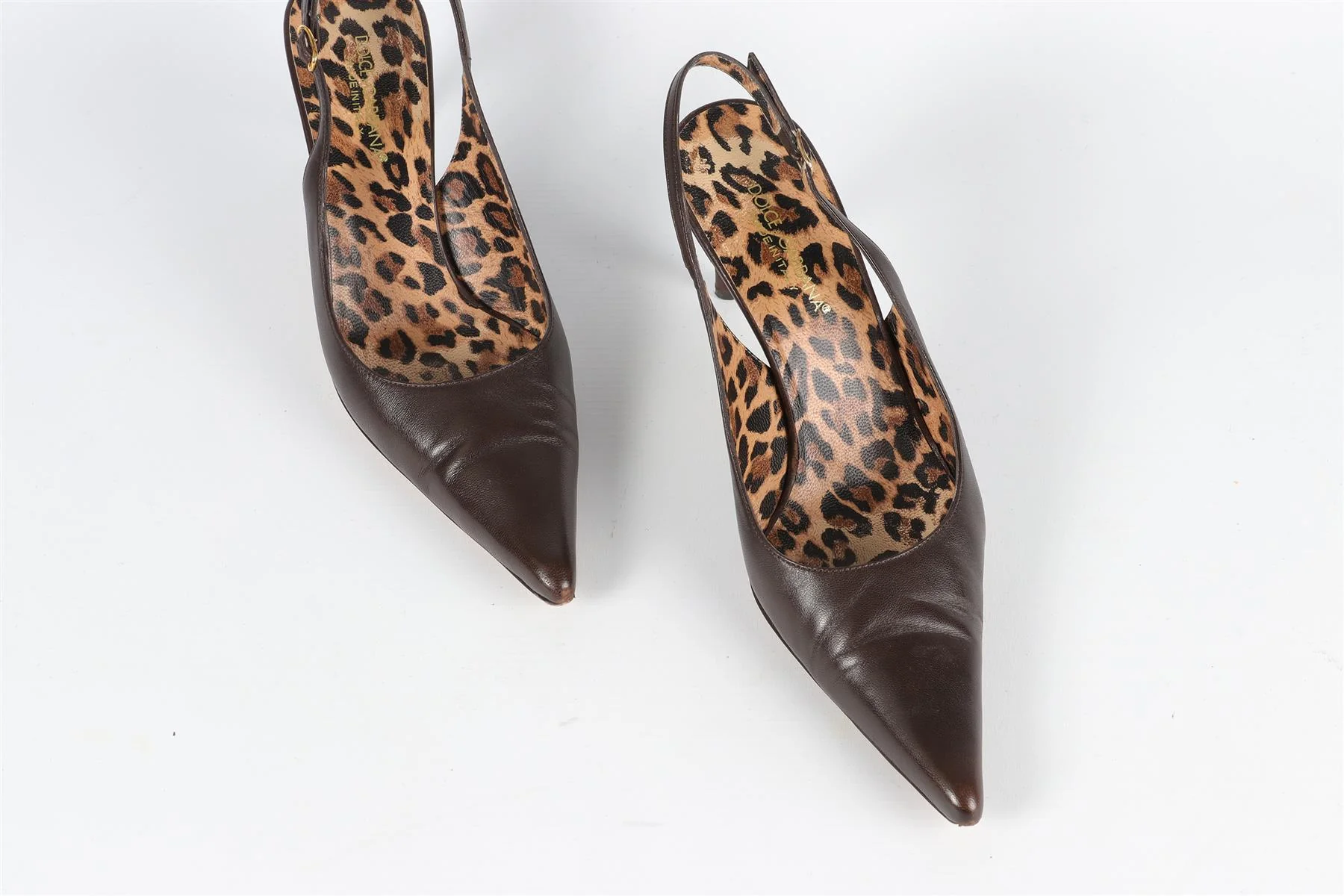 DOLCE AND GABBANA BROWN LEATHER SLINGBACK PUMPS EU 39 UK 6 US 9 - Image 4