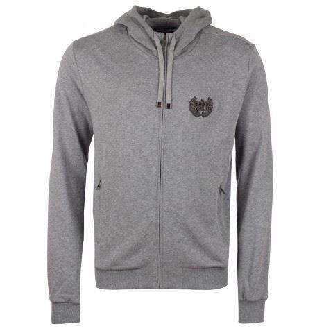 DOLCE AND GABBANA COTTON EMBROIDERED CROWN ZIP HOODIE SMALL
