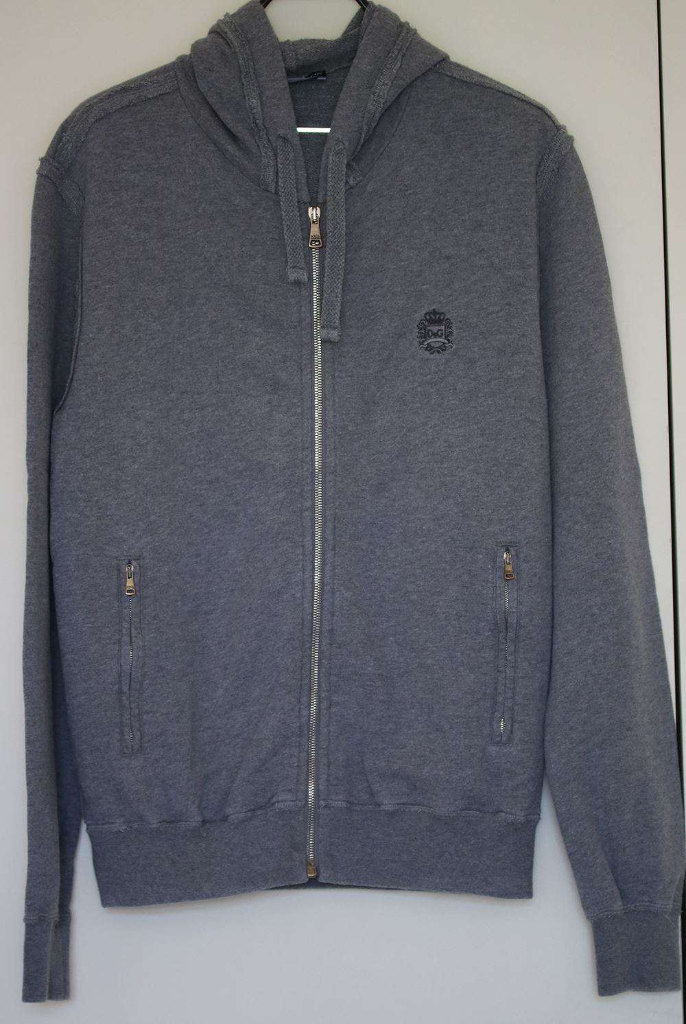 DOLCE AND GABBANA COTTON EMBROIDERED CROWN ZIP HOODIE SMALL - Image 2