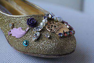 DOLCE AND GABBANA KIDS GOLD EMBELLISHED MARY JANE SHOES EU 24 UK 7 - Image 8