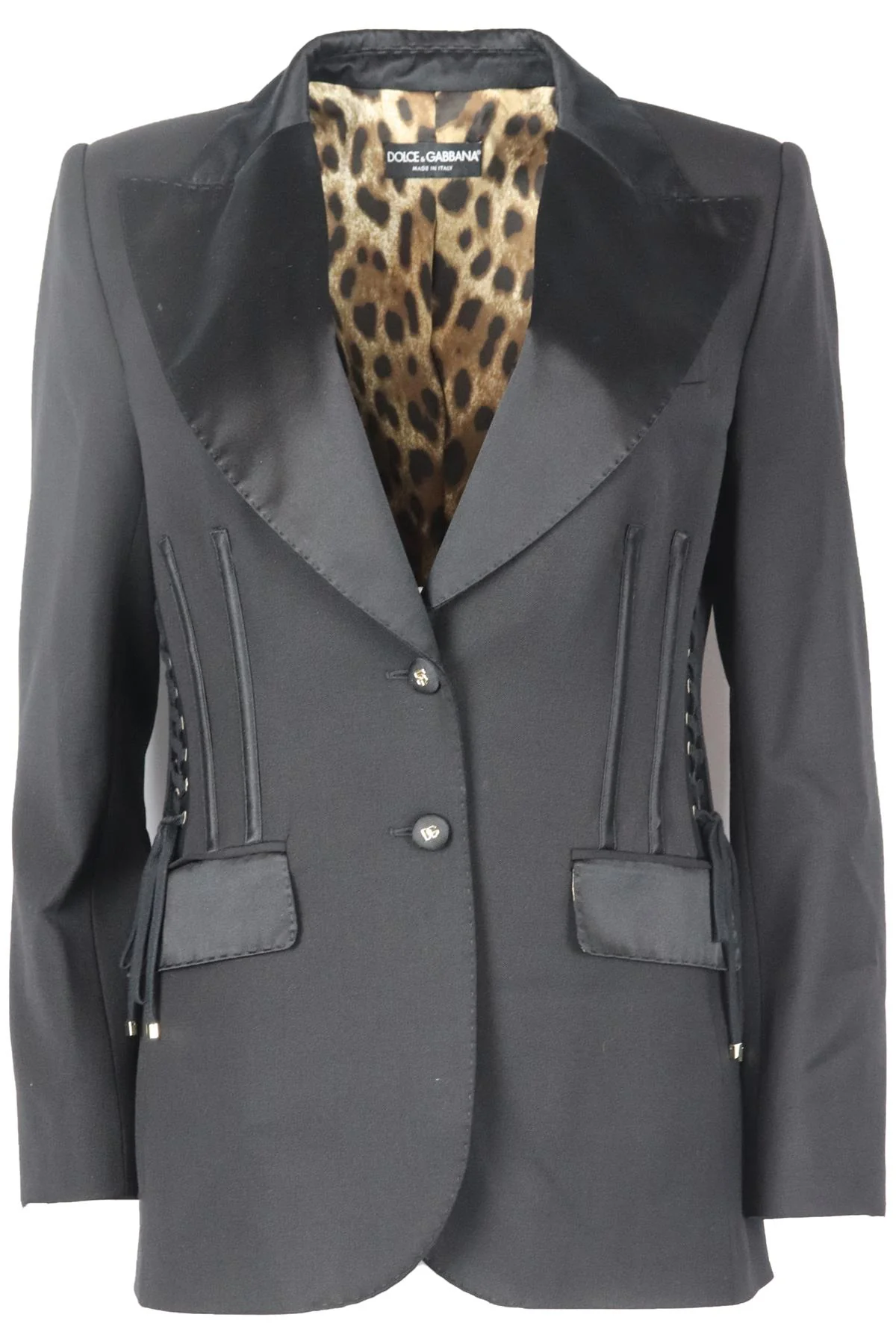 DOLCE AND GABBANA LACE UP WOOL AND SILK BLEND BLAZER IT 44 UK 12