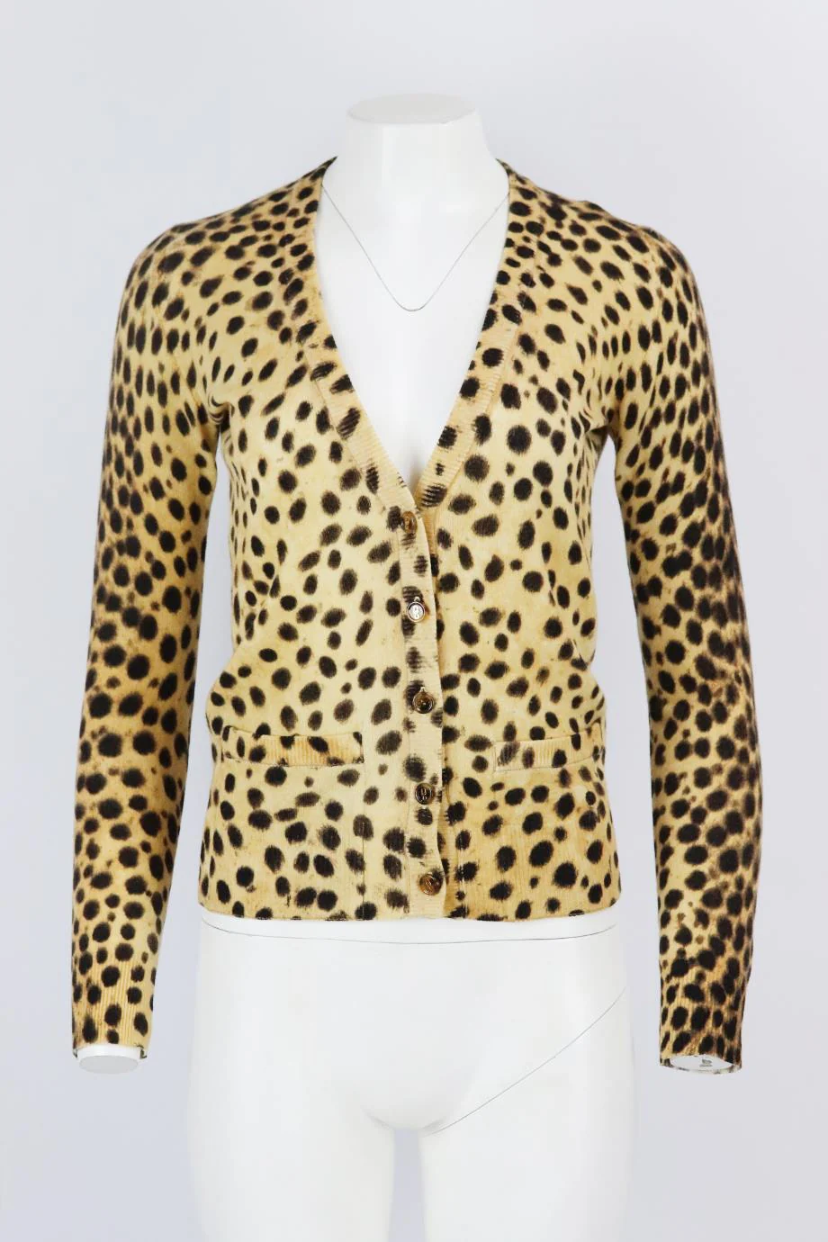 DOLCE AND GABBANA LEOPARD JACQUARD WOOL TOP AND CARDIGAN SET IT 38 UK 6 - Image 3