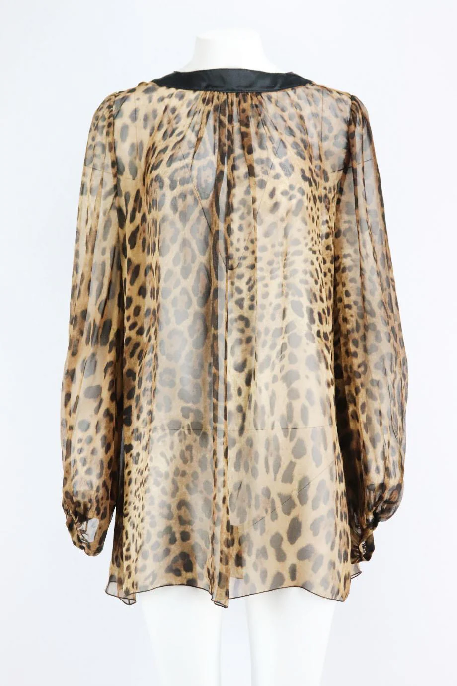 DOLCE AND GABBANA LEOPARD PRINT SILK BLOUSE IT 44 UK 12 - Image 2