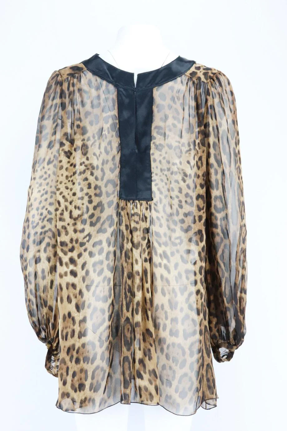 DOLCE AND GABBANA LEOPARD PRINT SILK BLOUSE IT 44 UK 12 - Image 4