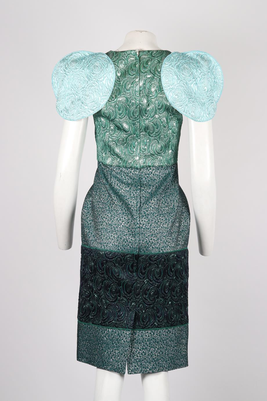 DOLCE AND GABBANA METALLIC BROCADE MIDI DRESS IT 40 UK 8 - Image 4