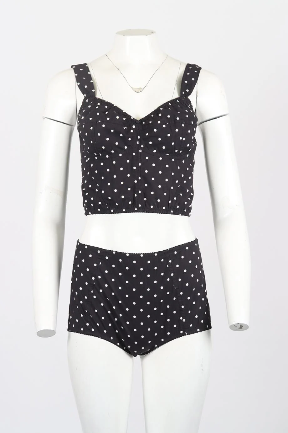 DOLCE AND GABBANA POLKA DOT COTTON TOP AND SHORTS IT 44 UK 12 - Image 2