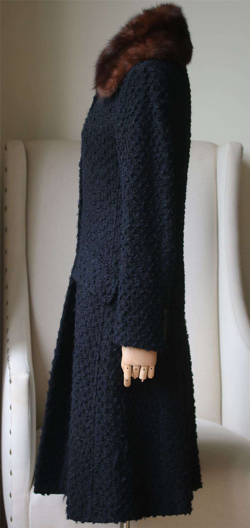 DOLCE AND GABBANA SABLE TRIMMED BOUCLE COAT IT 40 UK 8 - Image 2
