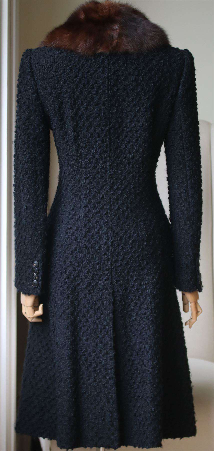 DOLCE AND GABBANA SABLE TRIMMED BOUCLE COAT IT 40 UK 8 - Image 3