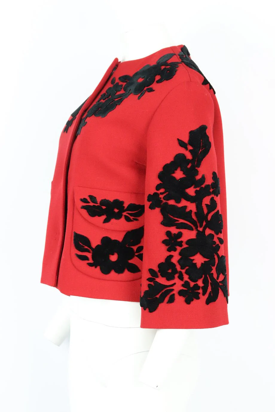 DOLCE AND GABBANA VELVET AND WOOL BLEND CREPE JACKET IT 40 UK 8 - Image 3
