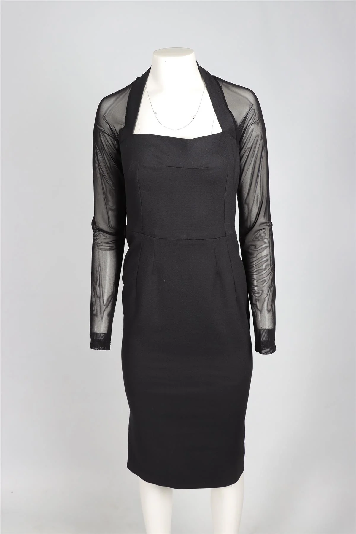 DOLCE & GABANNA BLACK CREPE MIDI DRESS IT 46 UK 14 - Image 2