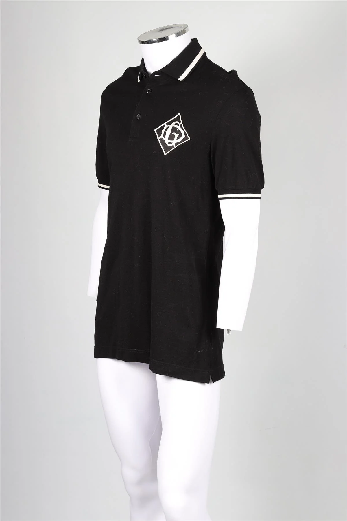 DOLCE & GABANNA BLACK MEN'S COTTON POLO SHIRT IT 48 UK/US CHEST 38 - Image 3