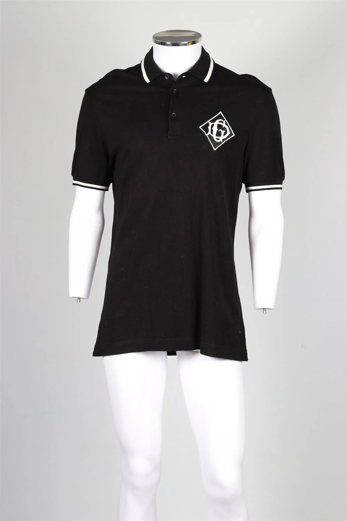 DOLCE & GABANNA BLACK MEN'S COTTON POLO SHIRT IT 48 UK/US CHEST 38 - Image 6