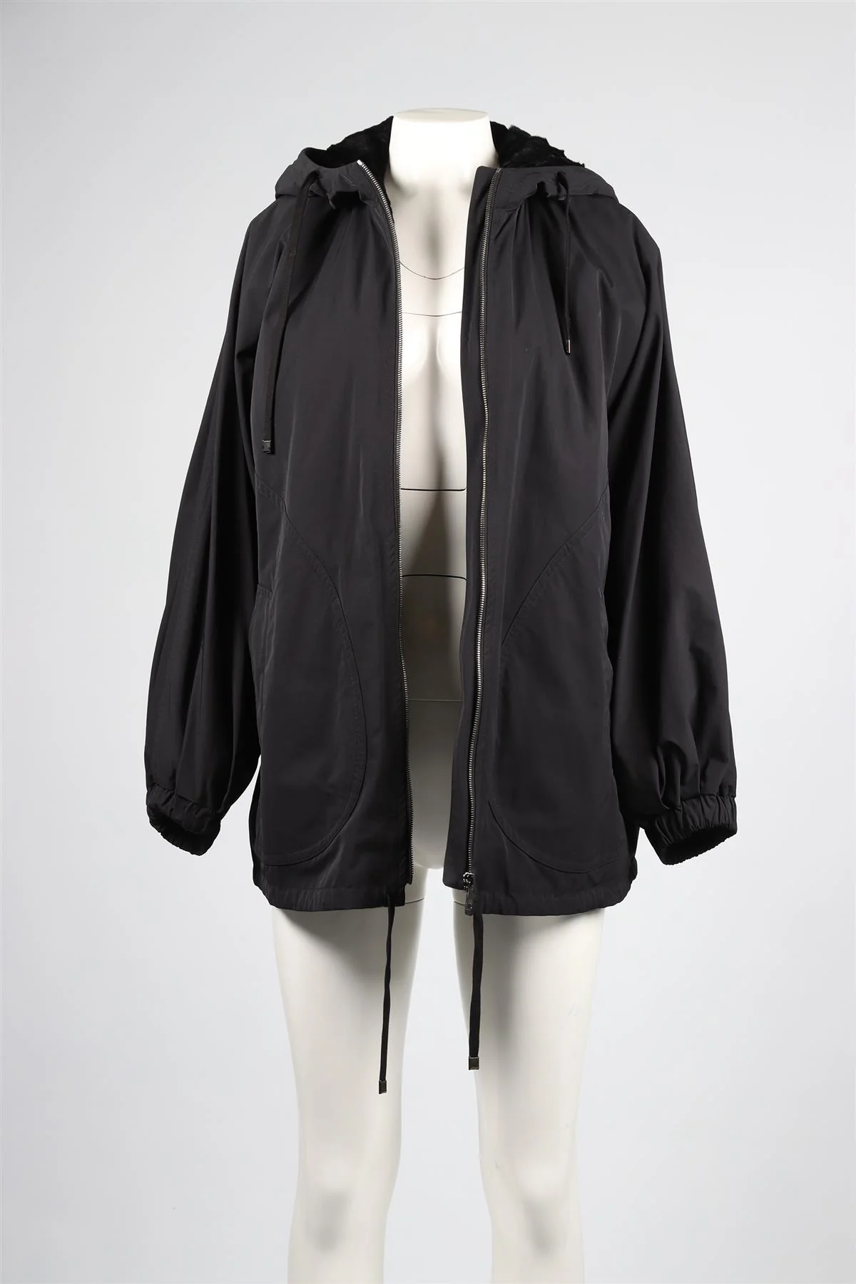 DOLCE & GABANNA BLACK RABBIT FUR AND SHELL COAT IT 44 UK 12 - Image 3
