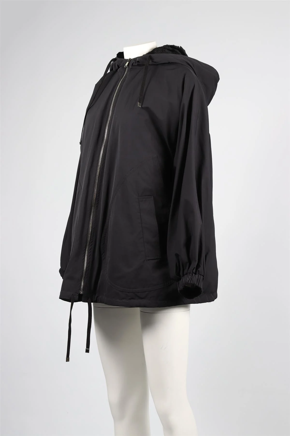 DOLCE & GABANNA BLACK RABBIT FUR AND SHELL COAT IT 44 UK 12 - Image 4