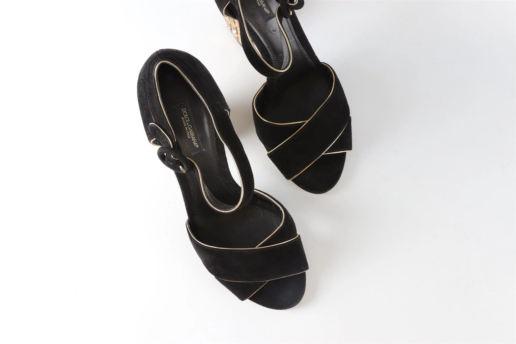 DOLCE & GABANNA BLACK SUEDE SANDALS EU 39.5 UK 6.5 US 9.5 - Image 4