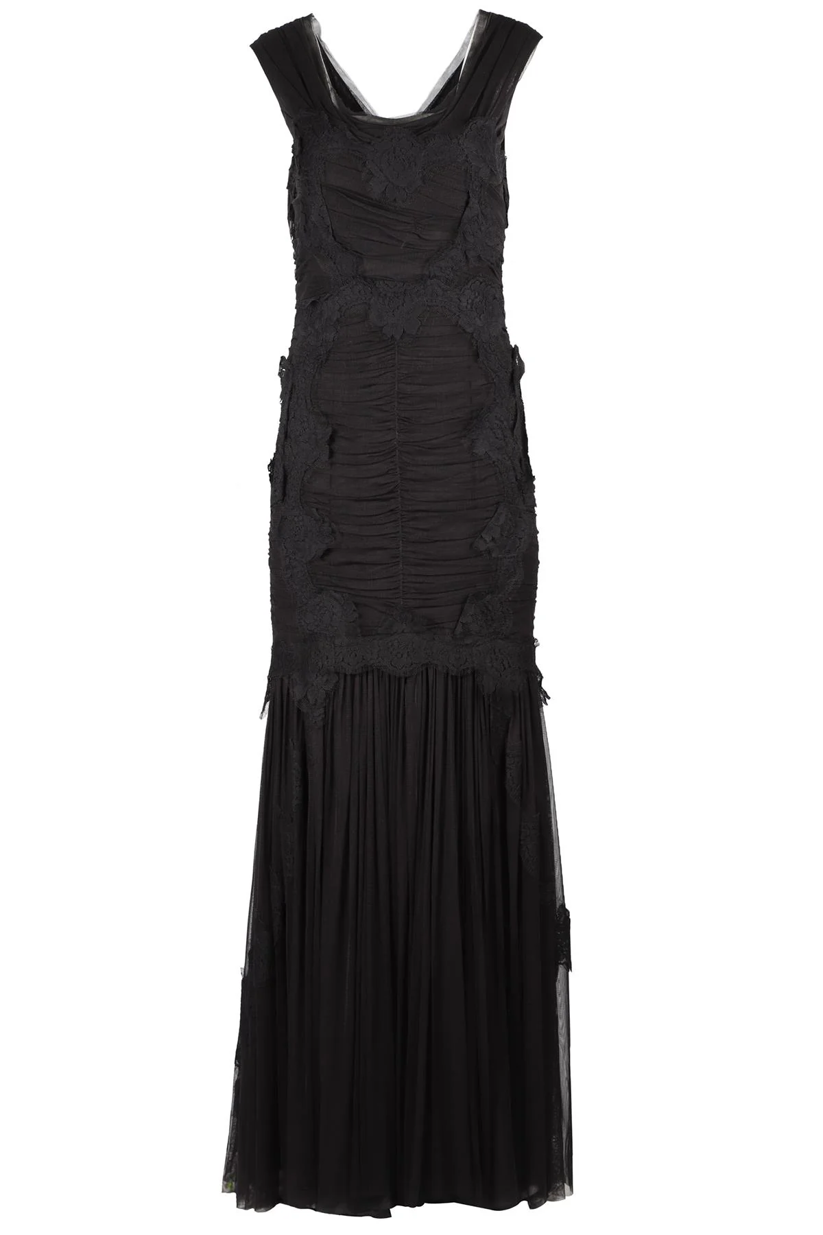 DOLCE & GABANNA BLACK TULLE MAXI DRESS IT 46 UK 14