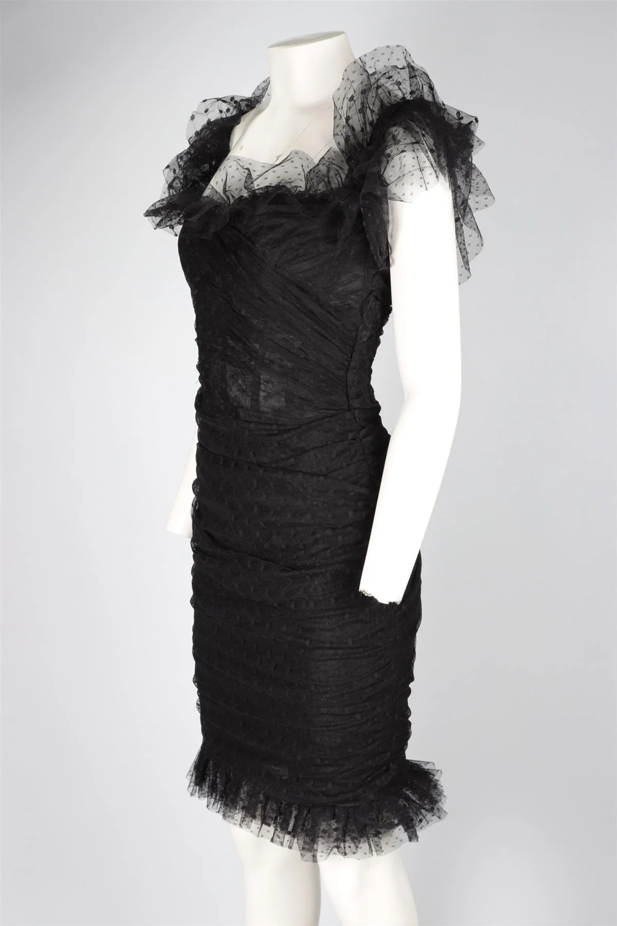 DOLCE & GABANNA BLACK TULLE MIDI DRESS IT 44 UK 12 - Image 3