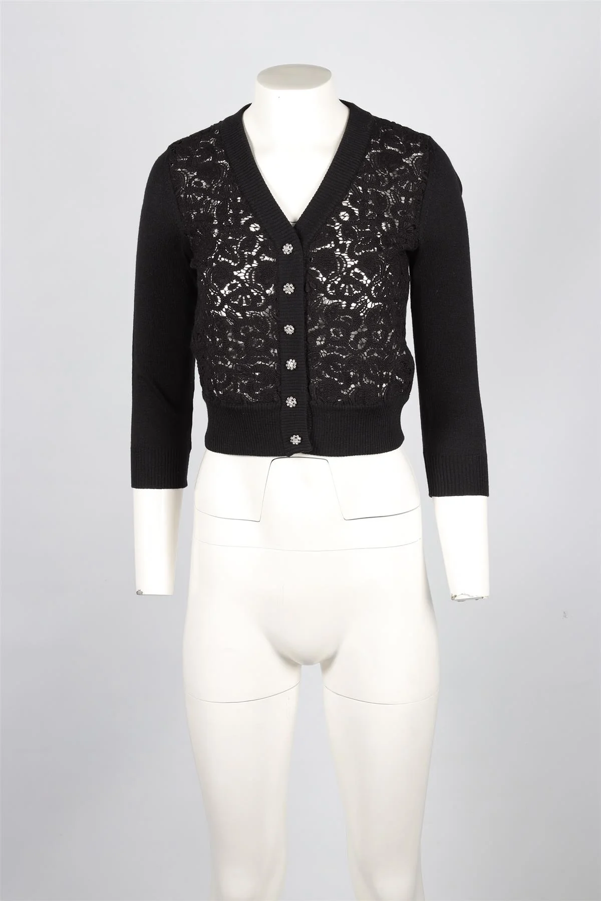 DOLCE & GABANNA BLACK WOOL CARDIGAN IT 36 UK 4 - Image 2