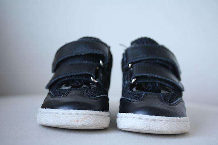DOLCE & GABBANA BABY BOYS BLACK & BLUE LEATHER TRAINERS EU 23 UK 6 - Image 2