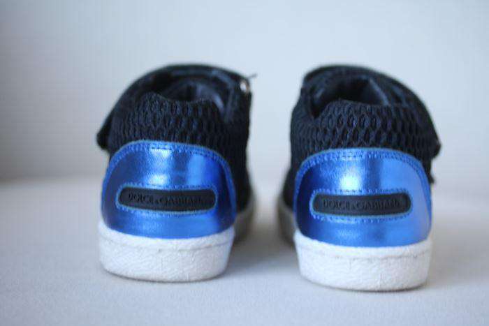 DOLCE & GABBANA BABY BOYS BLACK & BLUE LEATHER TRAINERS EU 23 UK 6 - Image 3