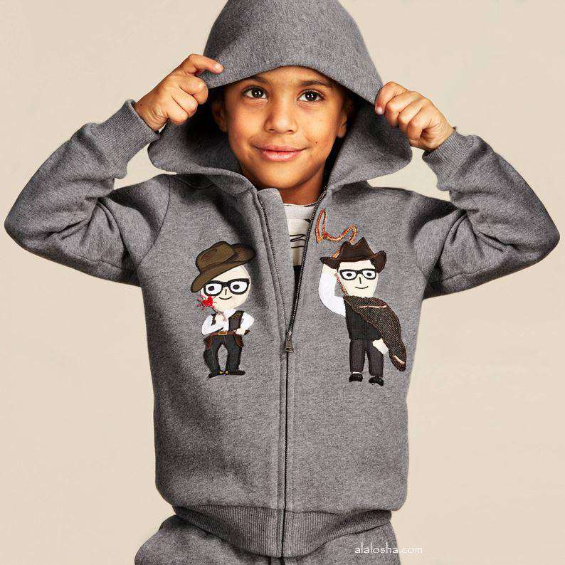 DOLCE & GABBANA BABY BOYS GREY SICILIAN WESTERN TRACKSUIT TOP 18-24 MONTHS