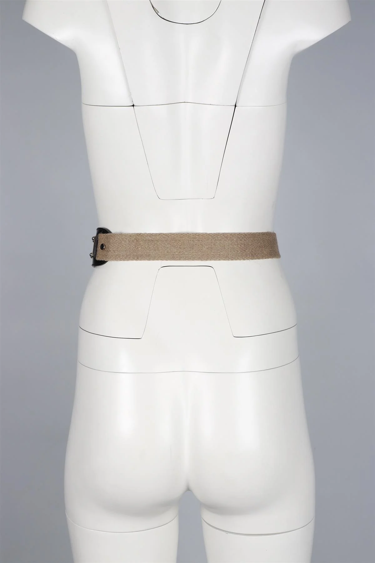 DOLCE & GABBANA BEIGE CANVAS AND LEATHER WAIST BELT 25.5-30 IN - Image 11