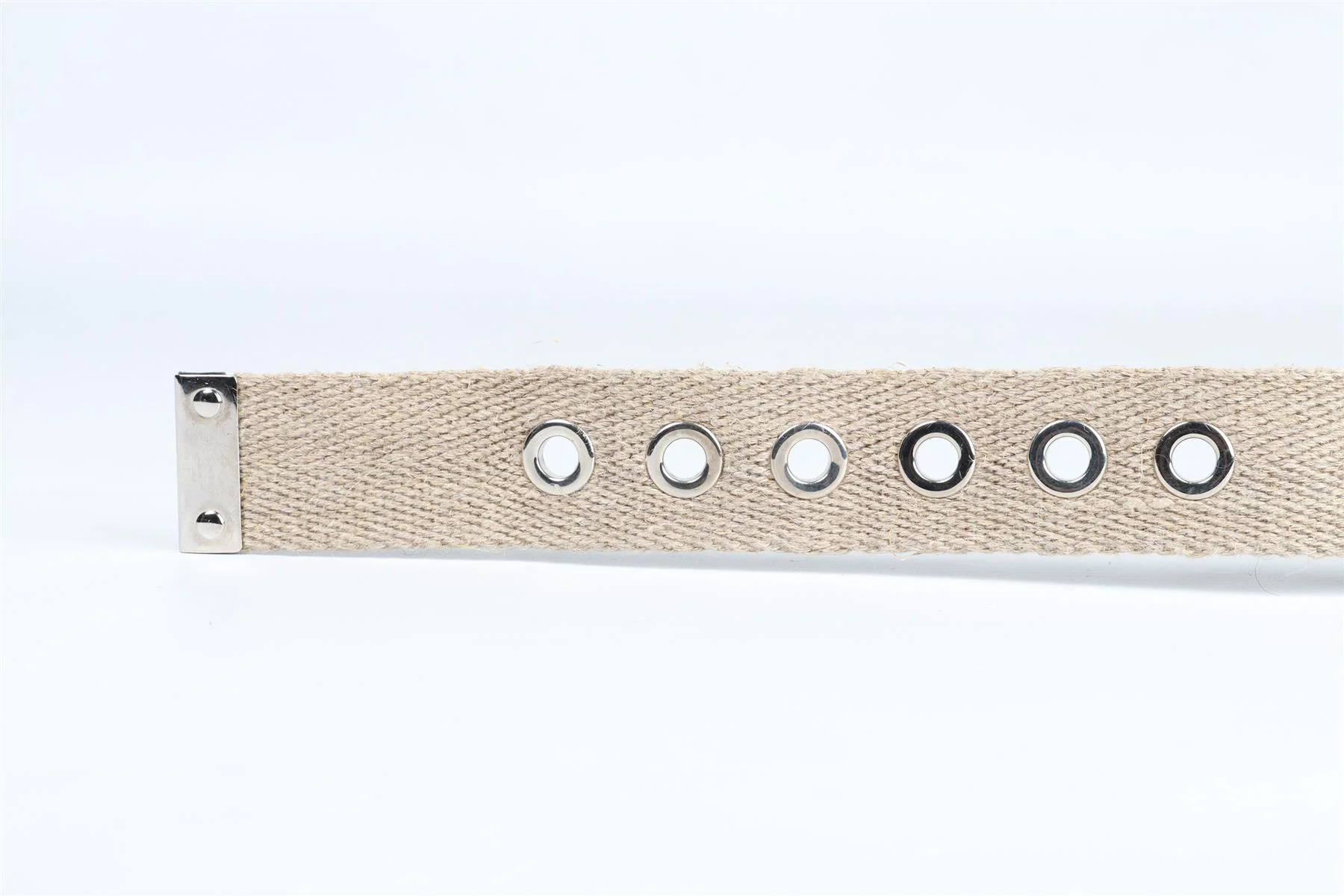 DOLCE & GABBANA BEIGE CANVAS AND LEATHER WAIST BELT 25.5-30 IN - Image 6