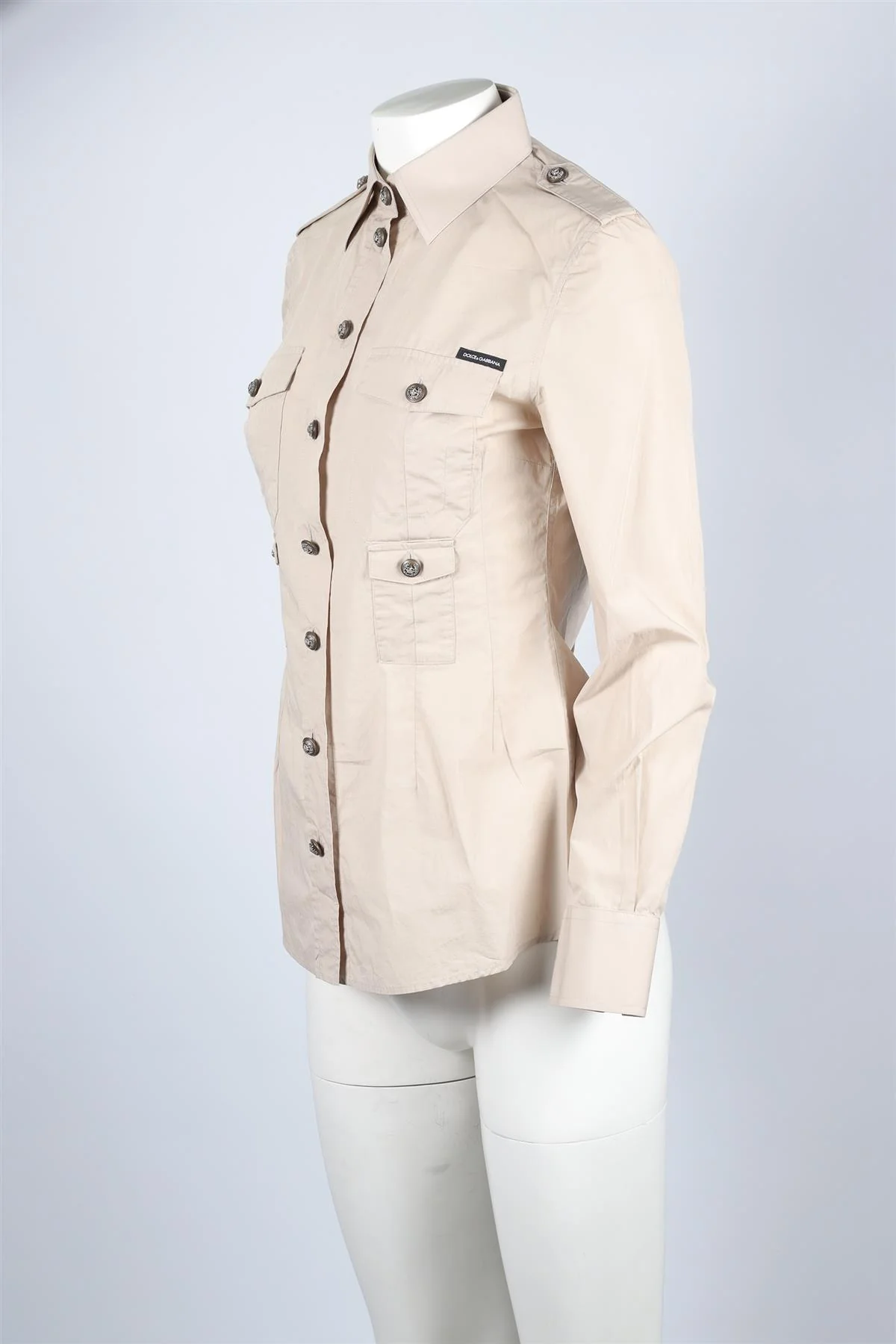 DOLCE & GABBANA BEIGE COTTON SHIRT IT 42 UK 10 - Image 3