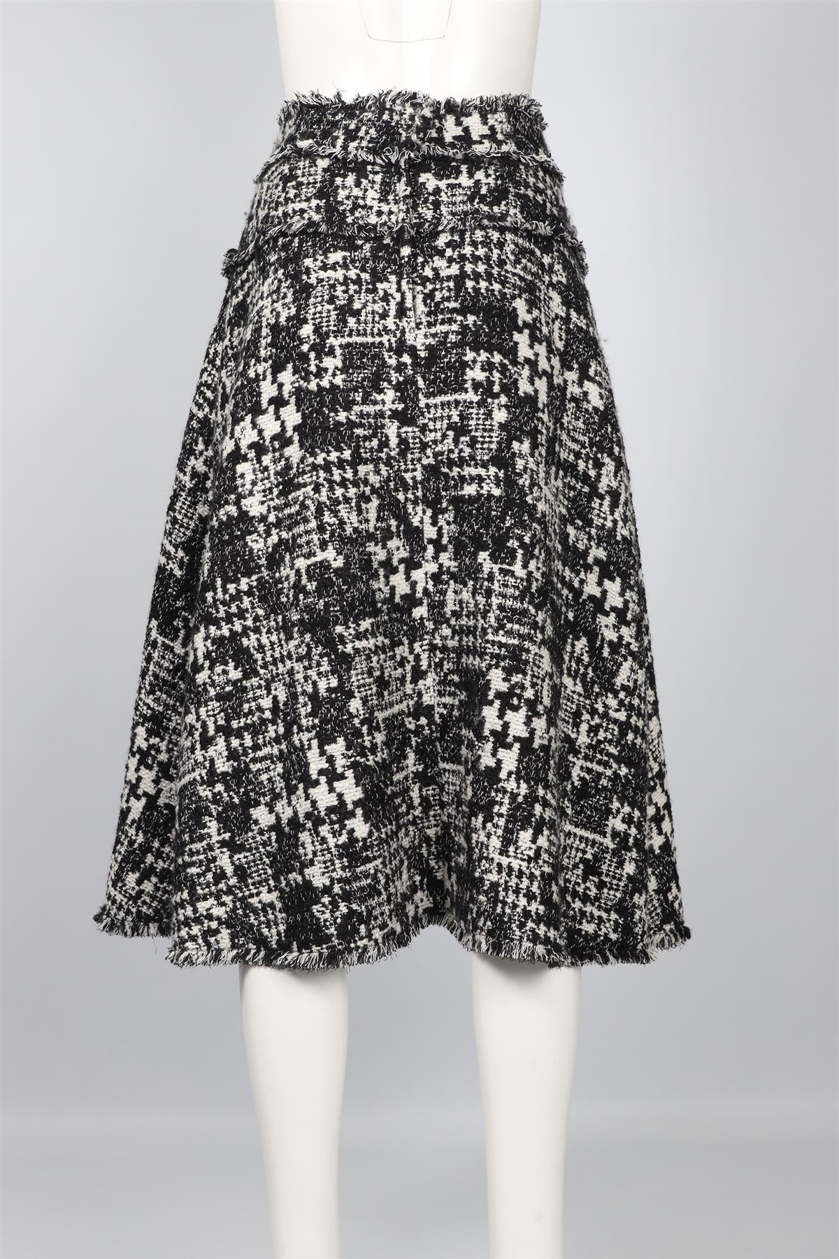DOLCE & GABBANA BLACK AND WHITE WOOL BLEND MIDI SKIRT IT 40 UK 8 - Image 4