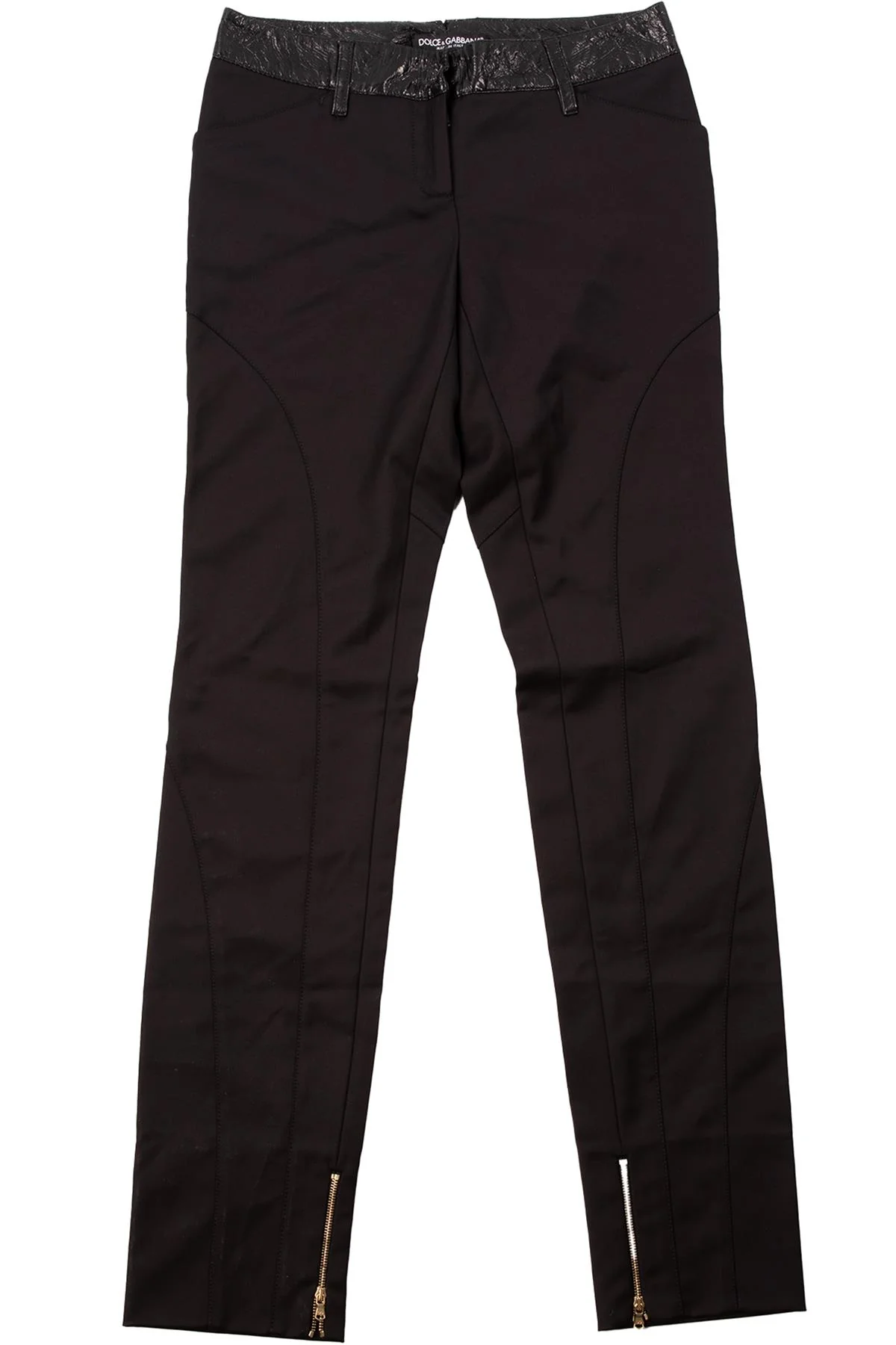 DOLCE & GABBANA BLACK COTTON STRAIGHT LEG PANTS IT 38 UK 6