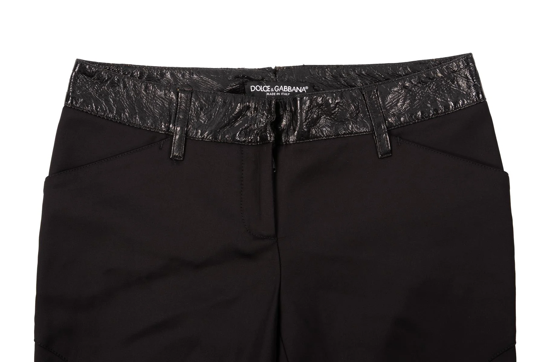 DOLCE & GABBANA BLACK COTTON STRAIGHT LEG PANTS IT 38 UK 6 - Image 3