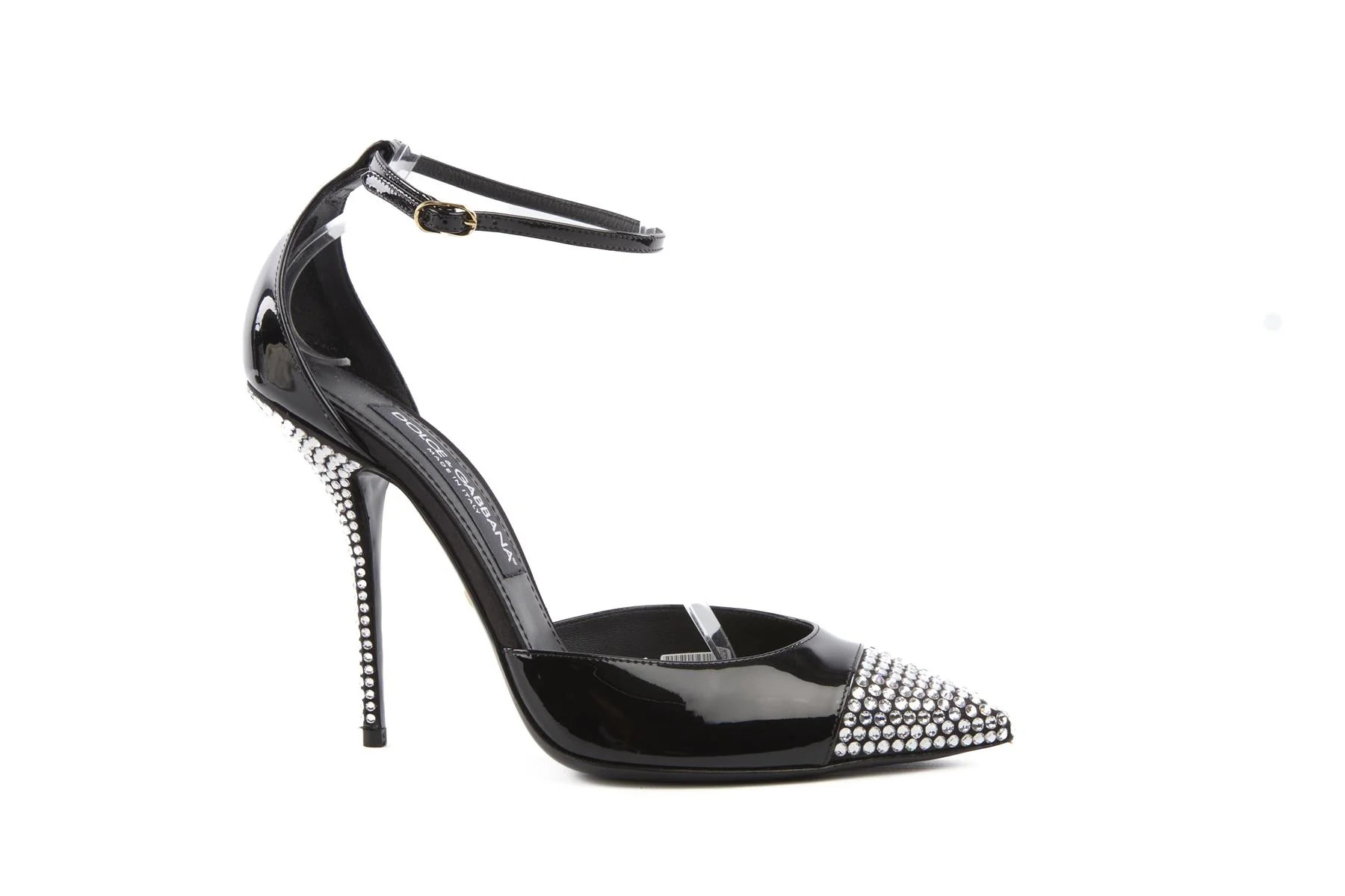 DOLCE & GABBANA BLACK CRYSTAL AND PATENT LEATHER PUMPS EU 39 UK 6 US 9 - Image 2