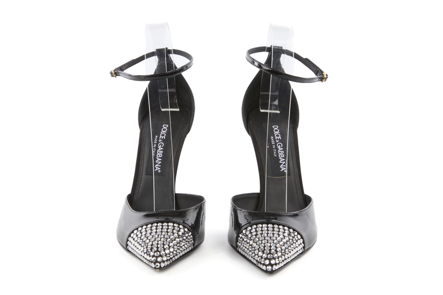 DOLCE & GABBANA BLACK CRYSTAL AND PATENT LEATHER PUMPS EU 39 UK 6 US 9 - Image 3