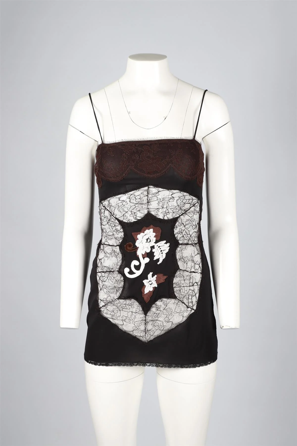 DOLCE & GABBANA BLACK LACE AND MESH TOP IT 42 UK 10 - Image 2