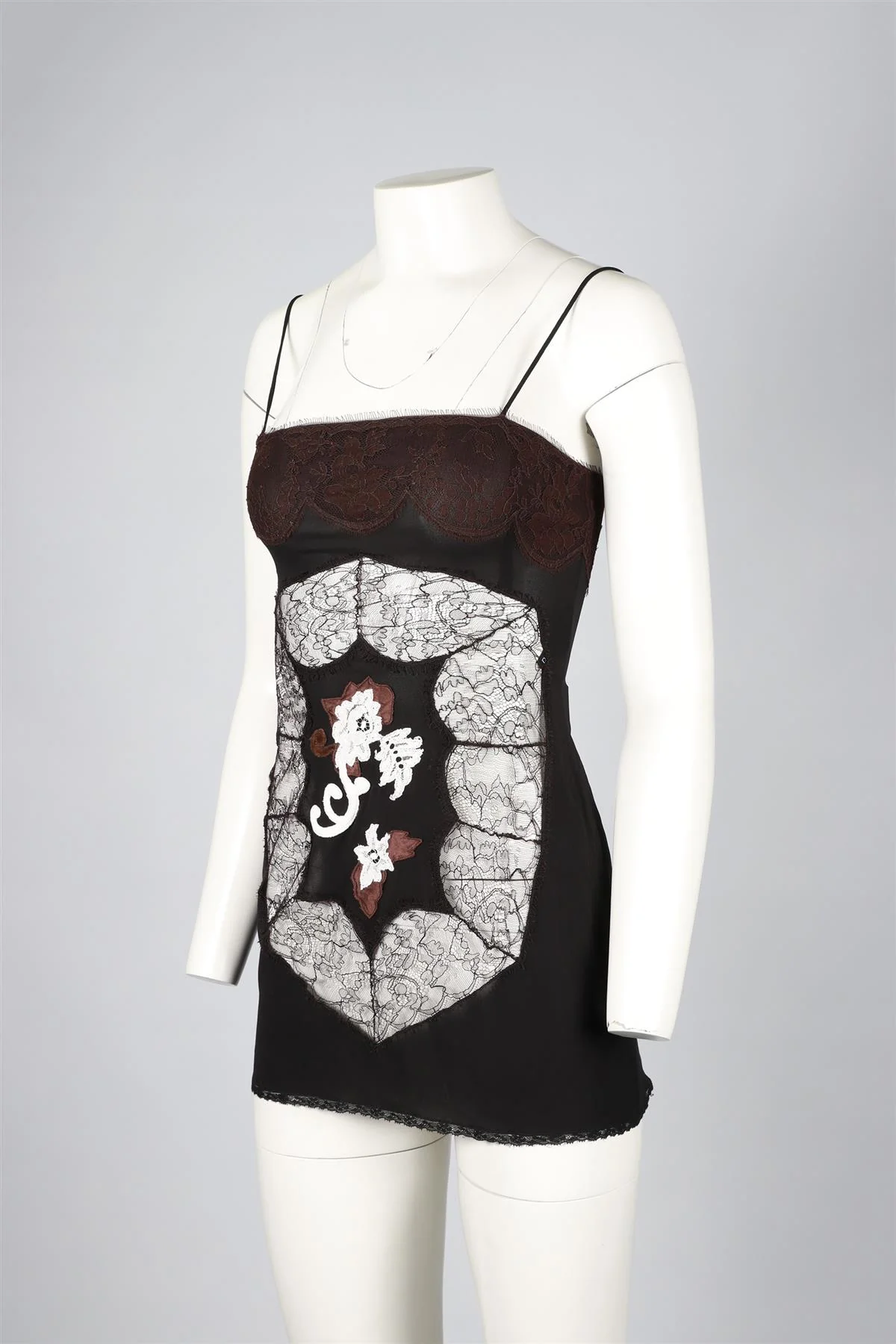 DOLCE & GABBANA BLACK LACE AND MESH TOP IT 42 UK 10 - Image 3