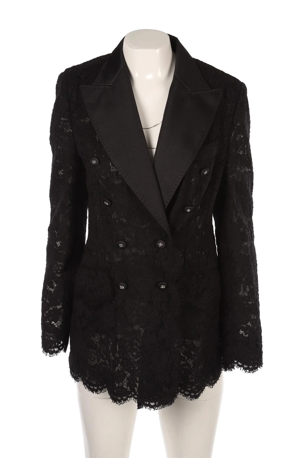DOLCE & GABBANA BLACK LACE BLAZER IT 44 UK 12 - Image 2