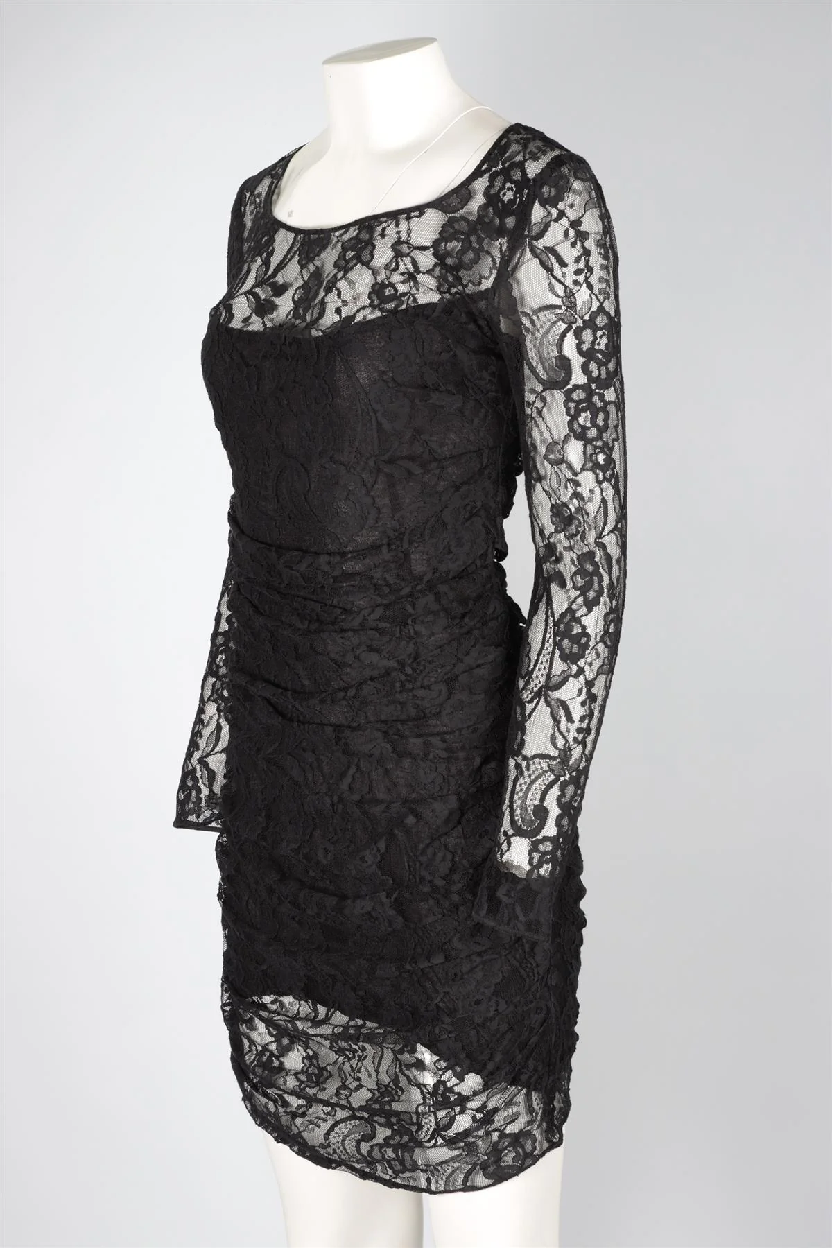 DOLCE & GABBANA BLACK LACE MINI DRESS IT 44 UK 12 - Image 3