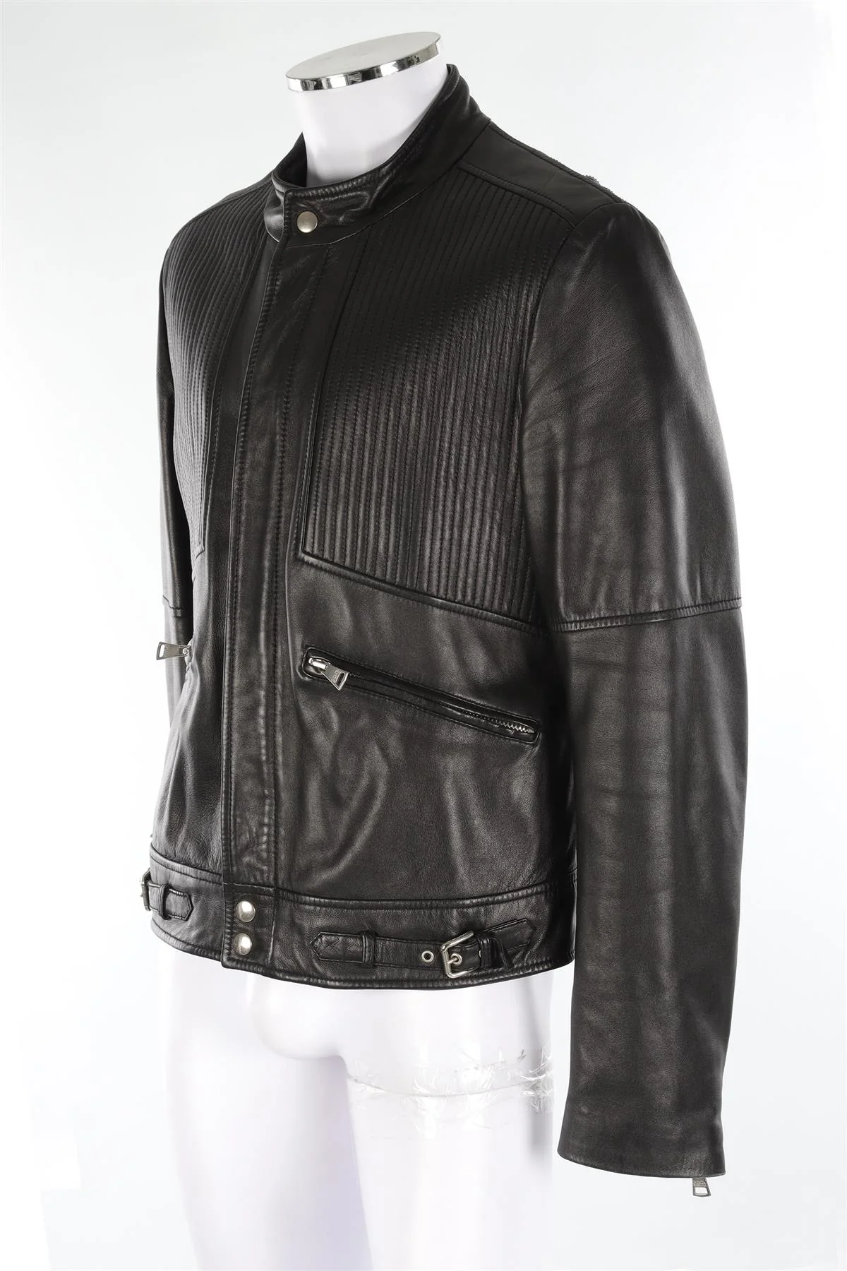 DOLCE & GABBANA BLACK MEN'S LEATHER JACKET IT 54 UK 44 - Image 3