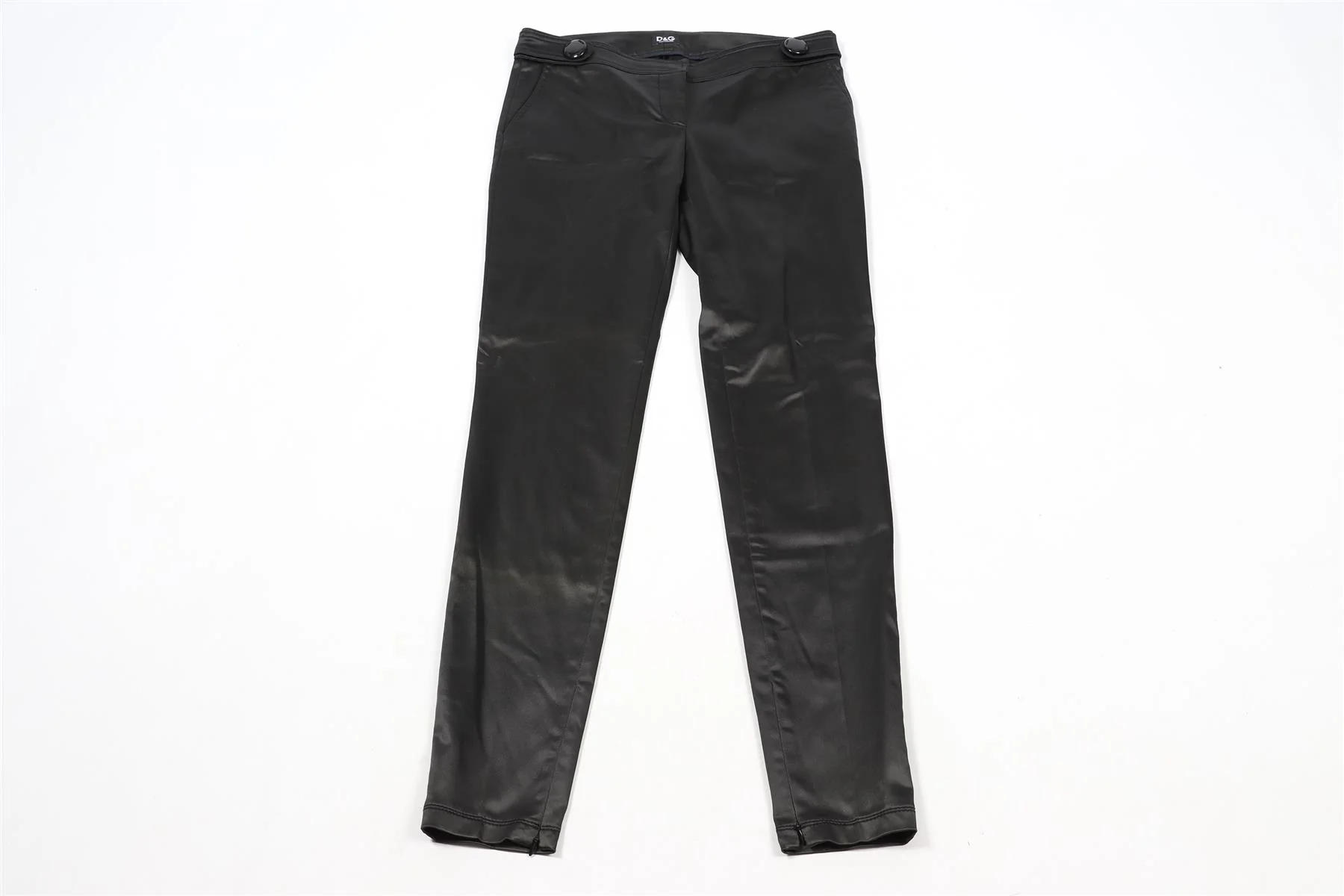 DOLCE & GABBANA BLACK SATIN PANTS IT 42 UK 10 - Image 2