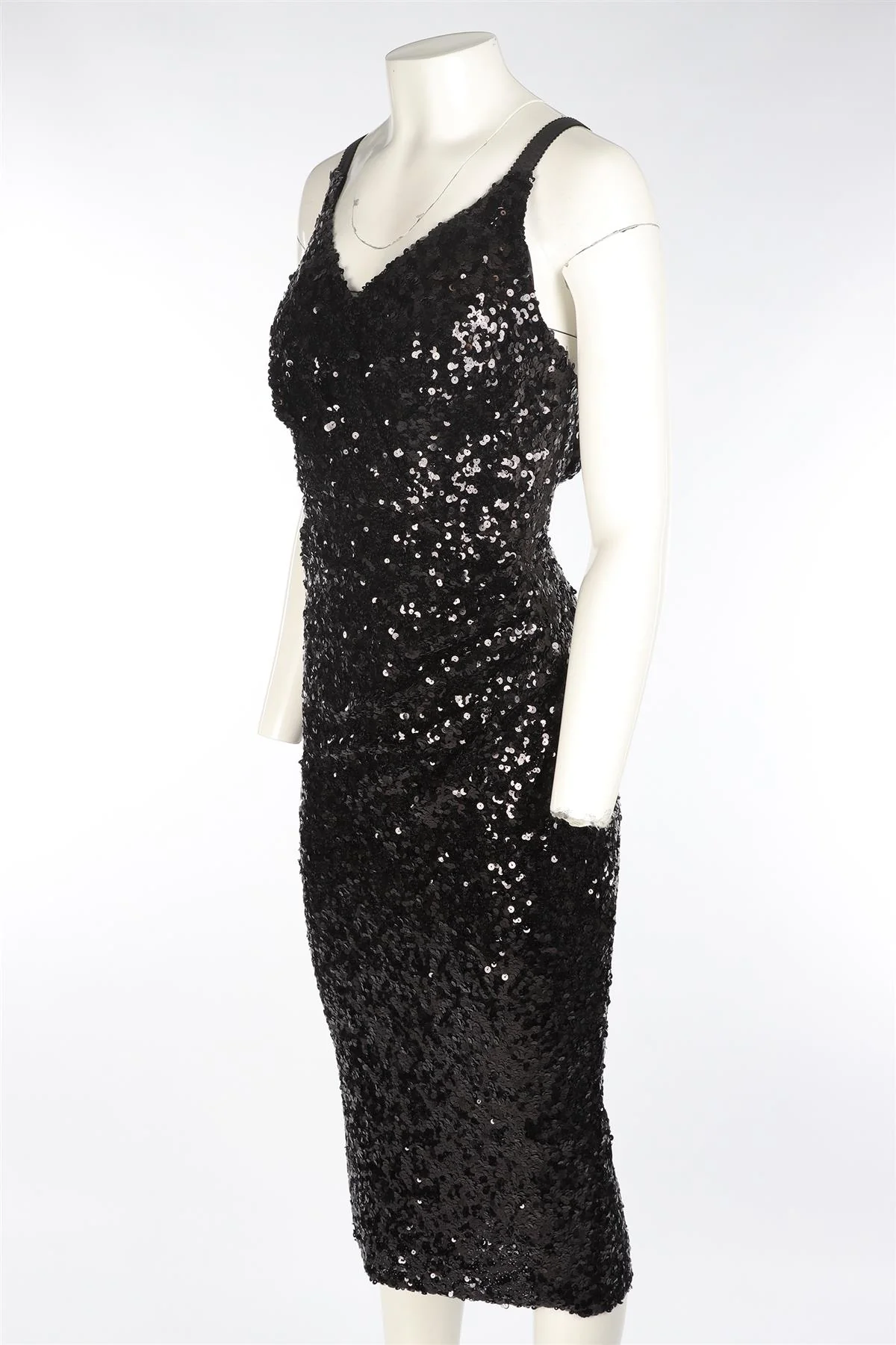 DOLCE & GABBANA BLACK SEQUIN MAXI DRESS IT 36 UK 4 - Image 3