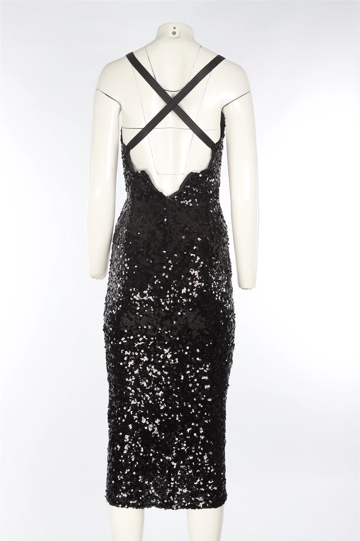 DOLCE & GABBANA BLACK SEQUIN MAXI DRESS IT 36 UK 4 - Image 4