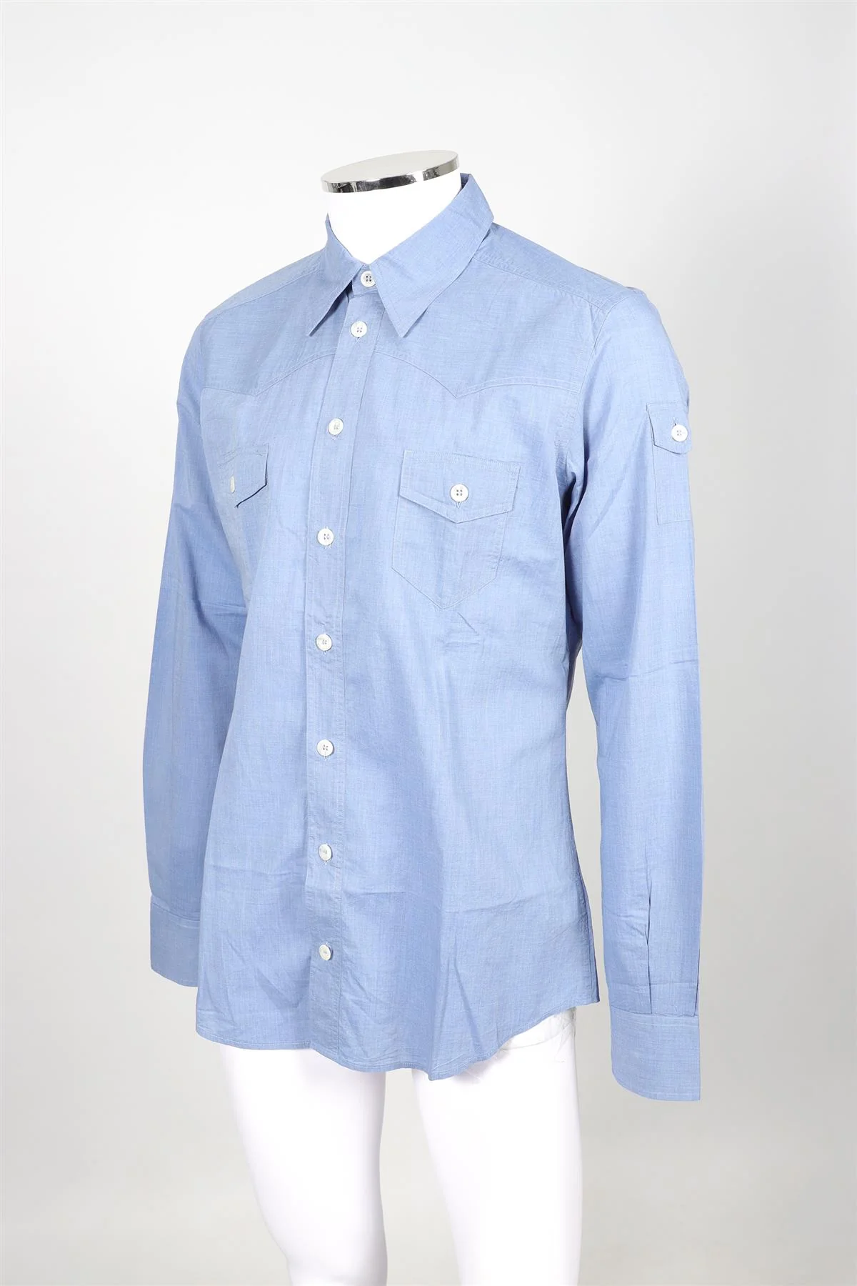 DOLCE & GABBANA BLUE MEN'S COTTON SHIRT UK/US COLLAR 16 UK/US CHEST 40 - Image 3